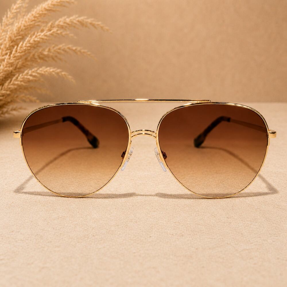 Burberry BE3113 Ferry Gold Aviator Sunglasses Brown Gradient Lenses - Picture 3 of 5